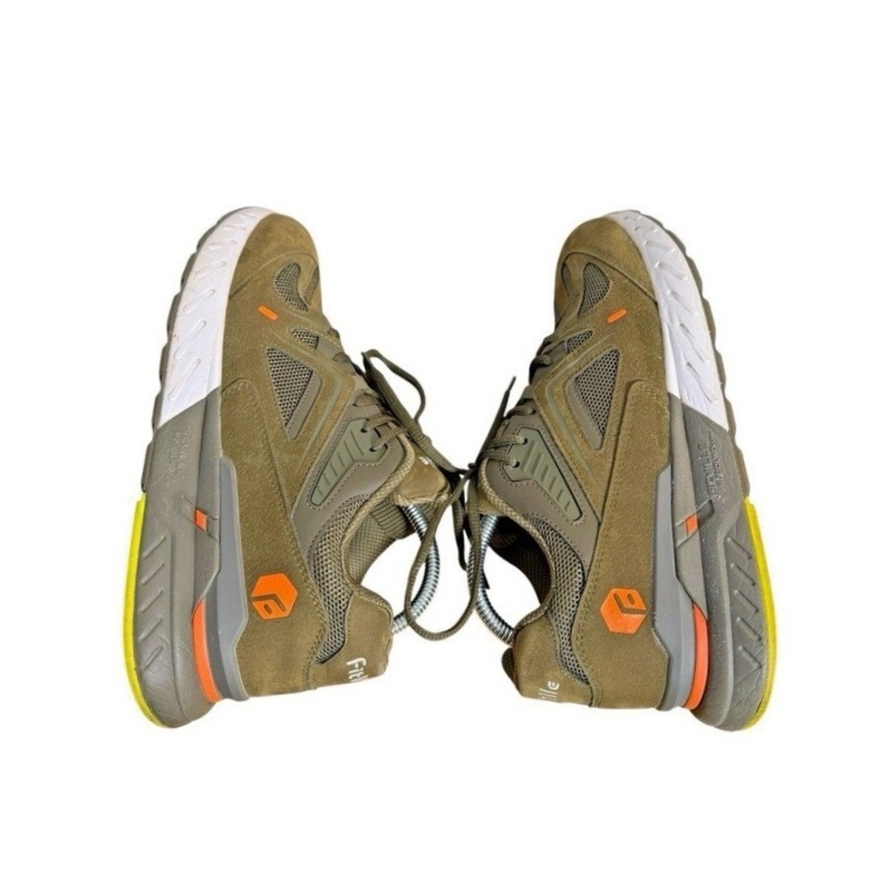 FitVille Marca Mens 9.5W Pre-Owned Running Shoes Olive Green Suede Trainers